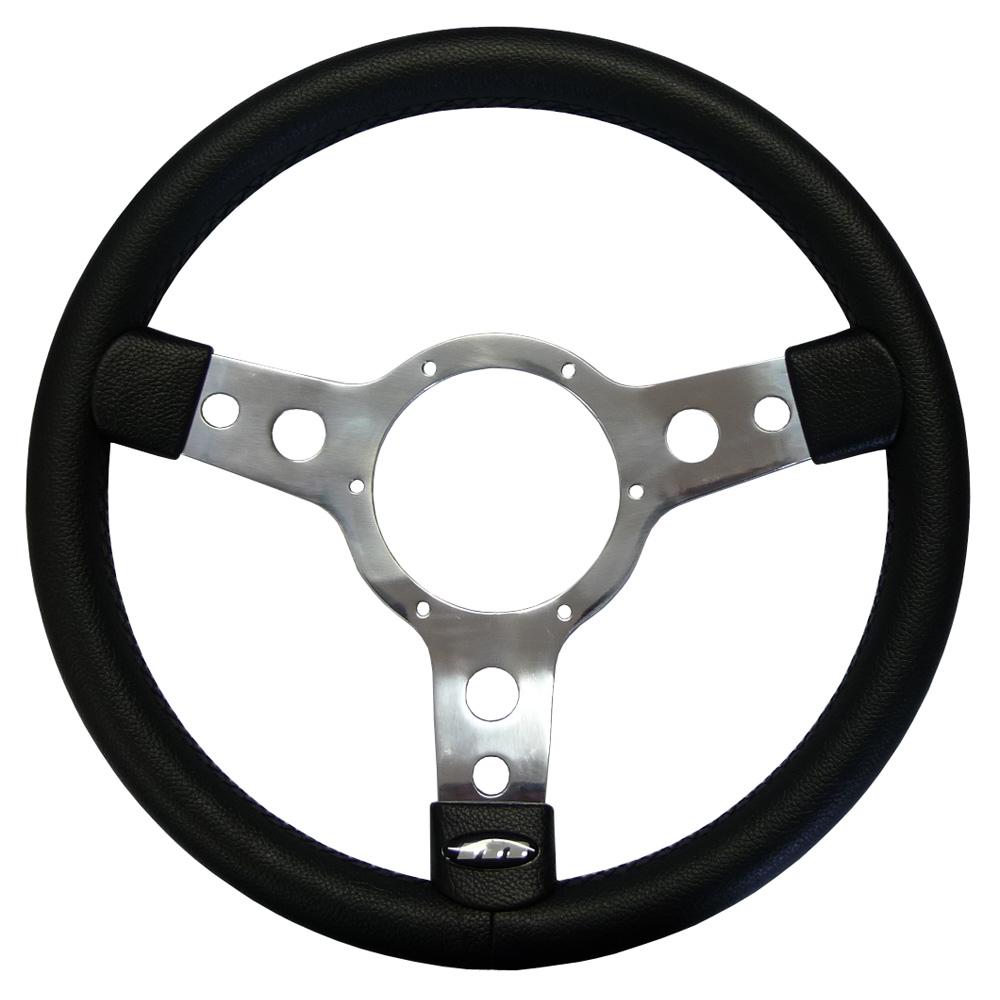 13 Inch Traditional Steering Wheel Polished Spokes Leather Rim