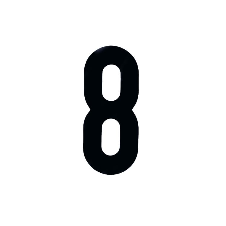 7 Inch Tall Self Adhesive Race Number 8 in Black