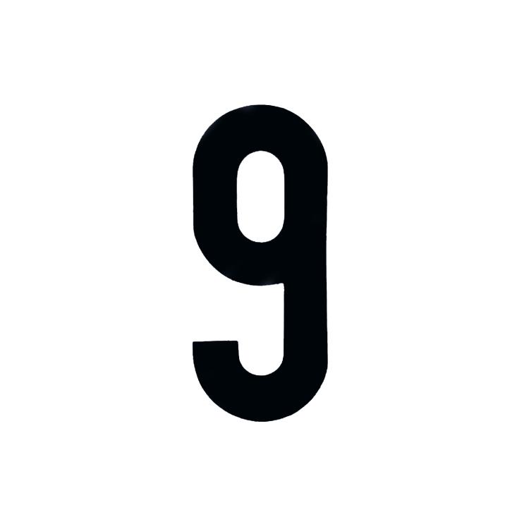 7 Inch Tall Self Adhesive Race Number 9 in Black