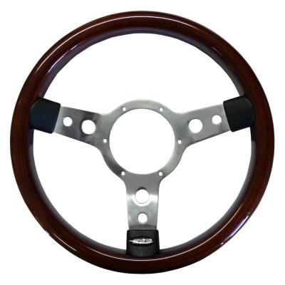 13.5 Inch Traditional Steering Wheel Polished Spokes Wood Rim