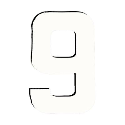 9 Inch Race Number 9 In White