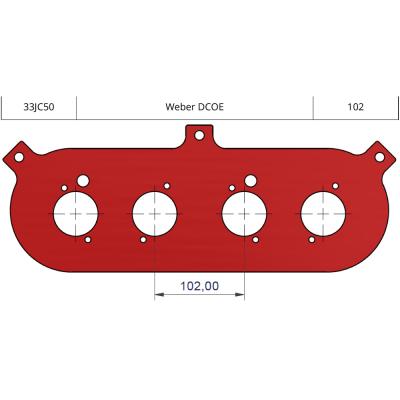 ITG JC50 Base Plate to suit Weber DCOE's 102mm Centres