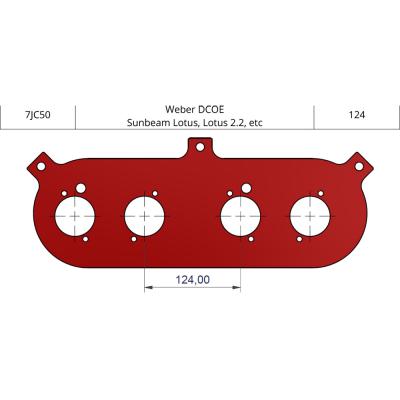 ITG JC50 Base Plate to suit Weber DCOE's 124mm Centres