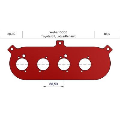 ITG JC50 Base Plate to suit Weber DCOE's 88.5mm Centres